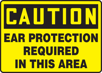 OSHA Caution Safety Sign: Ear Protection Required Spanish 10" x 14" Dura-Plastic 1/Each - SHMPPE682XT
