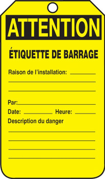 OSHA Caution Safety Tag: Barricade Tag Spanish RP-Plastic 25/Pack - SHTAB105PTP