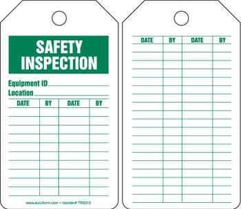 Equipment Status Safety Tag: Safety Inspection Spanish PF-Cardstock 5/Pack - SHTRS315CTM