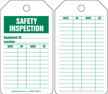 Equipment Status Safety Tag: Safety Inspection Spanish PF-Cardstock 25/Pack - SHTRS315CTP