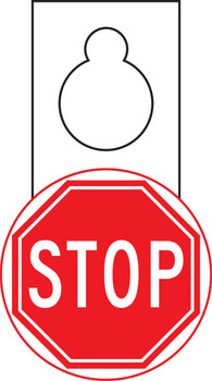 Shaped Door Knob Hanger Safety Tag: Stop RP-Plastic 10/Pack - TAD602