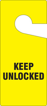 Door Knob Safety Tag: Keep Unlocked 9" x 4" 10/Pack - TAD848