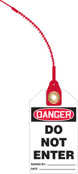 OSHA Danger Loop 'n Lock Tie Tags: Do Not Enter 5 ¾ x 3 ¼ with 8 strap - TAK609