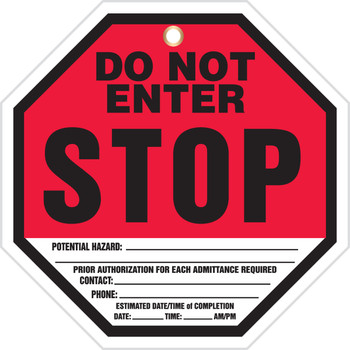 Octo-Tags Safety Tag: Stop- Do Not Enter 8" x 8" RP-Plastic - TAP842PTM