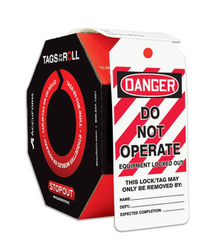 OSHA Danger Safety Tags: Tags By-The-Roll- Do Not Operate PF-Cardstock - TAR470