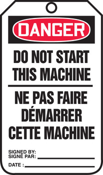 Danger Do Not Start This Machine 5 7/8" x 3 1/8" - TCF162CTM
