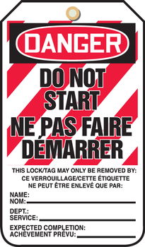 Danger Do Not Start Ne Pas Faire Demarrer 5 7/8" x 3 1/8" - TCF207CTM