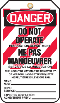 Danger Do Not Operate Production Department Ne Pas Manoeuvrer Service De La Production - TCF214CTP