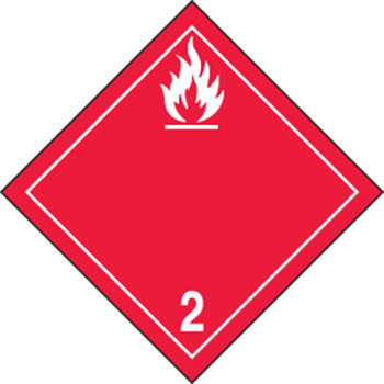 TDG Shipping Labels: Hazard Class 2: Flammable 100mm x 100mm (4" x 4") Adhesive Poly 250/Roll - TCL213EV2