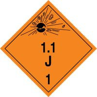 TDG Placard  Class 1 273mm x 273mm (10 3/4" x 10 3/4") Magnetic Vinyl 1/Each - TCP108MG1