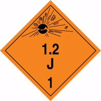TDG Placard  Class 1 273mm x 273mm (10 3/4" x 10 3/4") PF-Cardstock 50/Pack - TCP127CT50