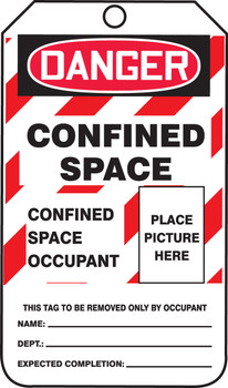 Confined Space Status Safety Tag: Danger Confined Space PF-Cardstock - TCS318CTP