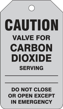 Caution Safety Tag: Valve For Carbon Dioxide RP-Plastic 25/Pack - TDM670PTP