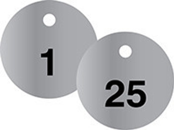 Perma-Black Stainless Steel Numbered Tags Series: 1-25 1 1/2" 25/Pack - TES205