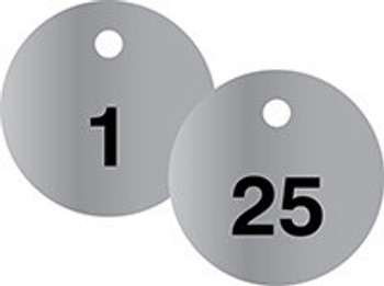 Perma-Black Stainless Steel Numbered Tags Series: 76-100 1 1/2" 25/Pack - TES208