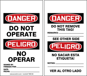 ENGLISH/SPANISH (MEXICAN) RP-Plastic 5/Pack - TMS109PTM