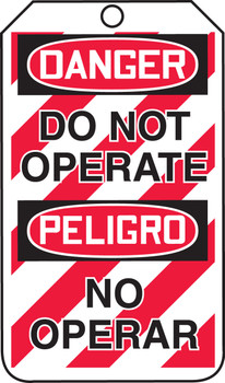 Spanish (Mexican) Bilingual OSHA Danger Safety Tag: Do Not Operate RP-Plastic - TMS240PTP