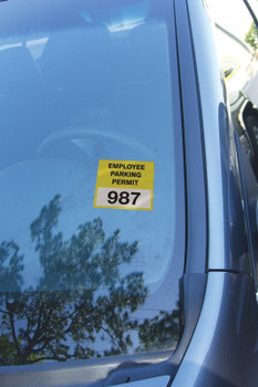 Cling Labels: Employee Parking Permit Green Series: 001-099 3" x 3" Static Cling Vinyl 99/Pack - TNL303GNA