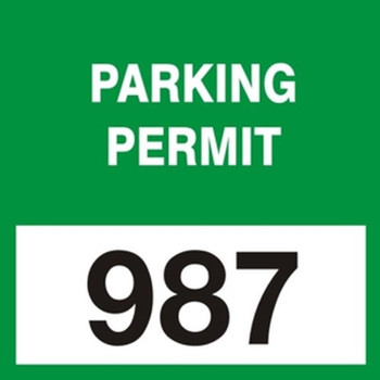 Cling Labels: Parking Permit Green Series: 100-199 3" x 3" Static Cling Vinyl 100/Pack - TNL305GNB