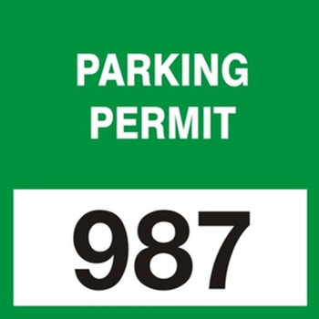 Cling Labels: Parking Permit Green Series: 500-599 3" x 3" Static Cling Vinyl 100/Pack - TNL305GNF
