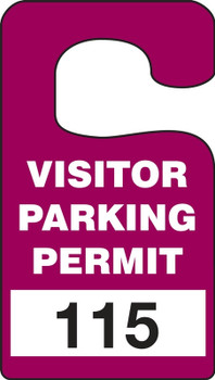 VERTICAL HANGING TAGS: VISITOR PARKING PERMIT Brown Series: 001-099 4 7/8" x 2 3/4" 99/Pack - TNT253BRA