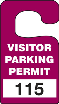 VERTICAL HANGING TAGS: VISITOR PARKING PERMIT Brown Series: 100-199 4 7/8" x 2 3/4" 100/Pack - TNT253BRB