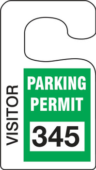 Vertical Hanging Parking Permit: Visitor Parking Permit Red Series: 400-499 4 7/8" x 2 3/4" 100/Pack - TNT268RDE