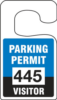 VERTICAL HANGING TAGS: PARKING PERMIT VISITOR Black Series: 100-199 4 7/8" x 2 3/4" 100/Pack - TNT270BKB