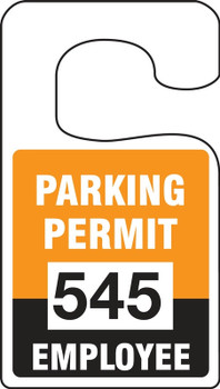 VERTICAL HANGING TAGS: PARKING PERMIT EMPLOYEE Orange Series: 500-599 4 7/8" x 2 3/4" 100/Pack - TNT272ORF