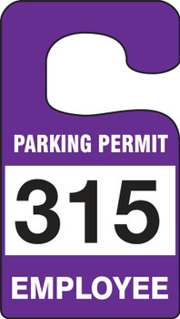 VERTICAL HANGING TAGS: PARKING PERMIT EMPLOYEE Brown Series: 300-399 4 7/8" x 2 3/4" 100/Pack - TNT276BRD