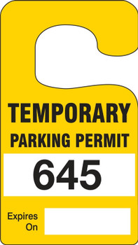 Vertical Hanging Parking Permit: Temporary Parking Permit Green Series: 001-099 4 7/8" x 2 3/4" 99/Pack - TNT296GNA