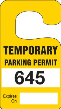 Vertical Hanging Parking Permit: Temporary Parking Permit Green Series: 800-899 4 7/8" x 2 3/4" 100/Pack - TNT296GNJ