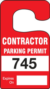 Vertical Hanging Parking Permit: Contractor Parking Permit Maroon Series: 400-499 4 7/8" x 2 3/4" 100/Pack - TNT298MRE