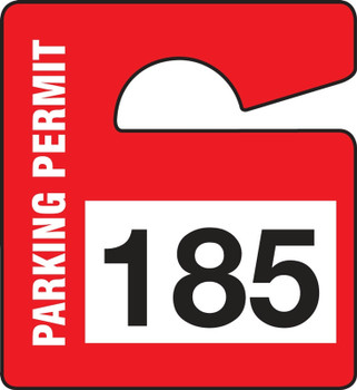 Parking Permit: Small Vertical Hanging Parking Permit Maroon Series: 001-099 3" x 2 3/4" 99/Pack - TNT822MRA