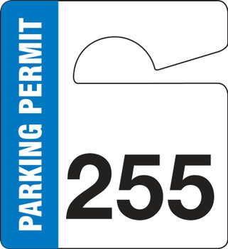 SMALL VERTICAL HANGING PARKING PERMIT: PARKING PERMIT Blue Series: 200-299 3" x 2 3/4" 100/Pack - TNT828BUC