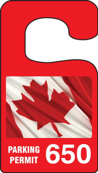 VERTICAL HANGING TAGS: PARKING PERMIT - CANADIAN PRIDE FLAG Yellow Series: 800-899 4 7/8" x 2 3/4" 100/Pack - TNT933YLJ