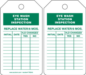 Eyewash Inspection Tags And Status Record Tags - Eye Wash PF-Cardstock 5/Pack - TRS245CTM