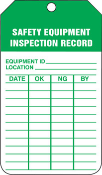 Equipment Status Safety Tag: Safety Equipment Inspection Record PF-Cardstock 5/Pack - TRS250CTM