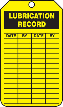 Inspection Status Safety Tag: Lubrication Record PF-Cardstock 5/Pack - TRS251CTM