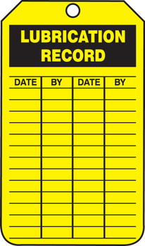 Inspection Status Safety Tag: Lubrication Record PF-Cardstock 25/Pack - TRS251CTP