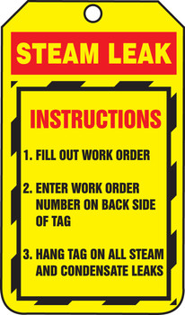 Inspection Status Safety Tag: Steam Leak- Instructions RP-Plastic 25/Pack - TRS254PTP