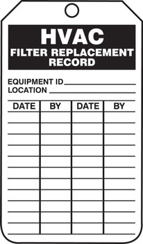 Inspection Status Safety Tag: HVAC Filter Replacement Record PF-Cardstock 5/Pack - TRS257CTM