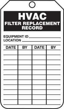 Inspection Status Safety Tag: HVAC Filter Replacement Record RP-Plastic 5/Pack - TRS257PTM