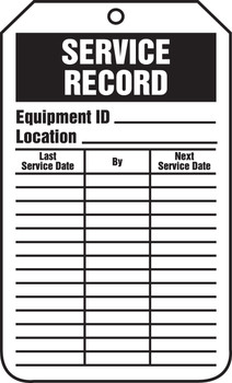 Equipment Status Safety Tag: Service Record PF-Cardstock - TRS319CTP