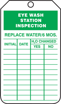 Jumbo Inspection Status Safety Tag: Eye Wash Station Inspection 8 1/2" x 3 7/8" RP-Plastic 25/Pack - TRS330PTP