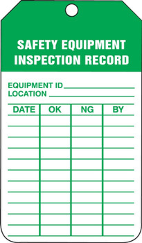 Jumbo Equipment Status Safety Tag: Safety Equipment Inspection Record 8 1/2" x 3 7/8" PF-Cardstock 5/Pack - TRS335CTM
