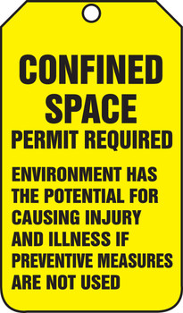 Confined Space Status Tag: Confined Space Permit Required PF-Cardstock - TSS822CTP
