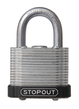 STOPOUT Laminated Steel Padlocks 1 1/2" Black Keyed Differently Shackle Clearance Ht.: 3/4" 1/Each - KDL905BK