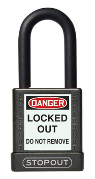 STOPOUT® Plastic Body Aluminum Padlocks With Dielectric Poly-Wrap Steel Shackle Blue Keyed Differently Shackle Clearance Ht.: 1 1/2" with Body Height 1 3/4" 1/Each - KDL701BU