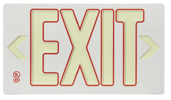 Exit - Globrite Eco Exit - Single Face White W/Red W/Bracket - 8.25X15.25 - 7130B